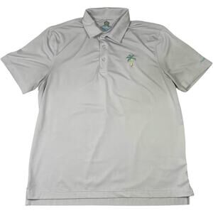 Chubbies Mens Medium Gray Polo Shirt Palm Tree Embroidered Stretch Golf Casual
